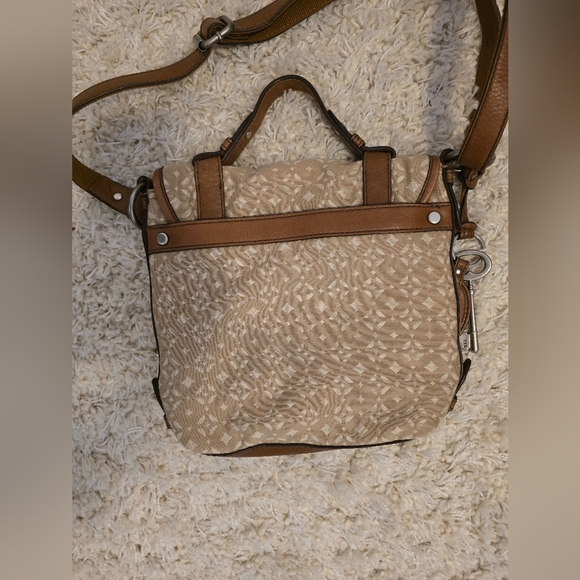 FOSSIL unisex leather/canvas satchel bag. - Picture 3 of 5